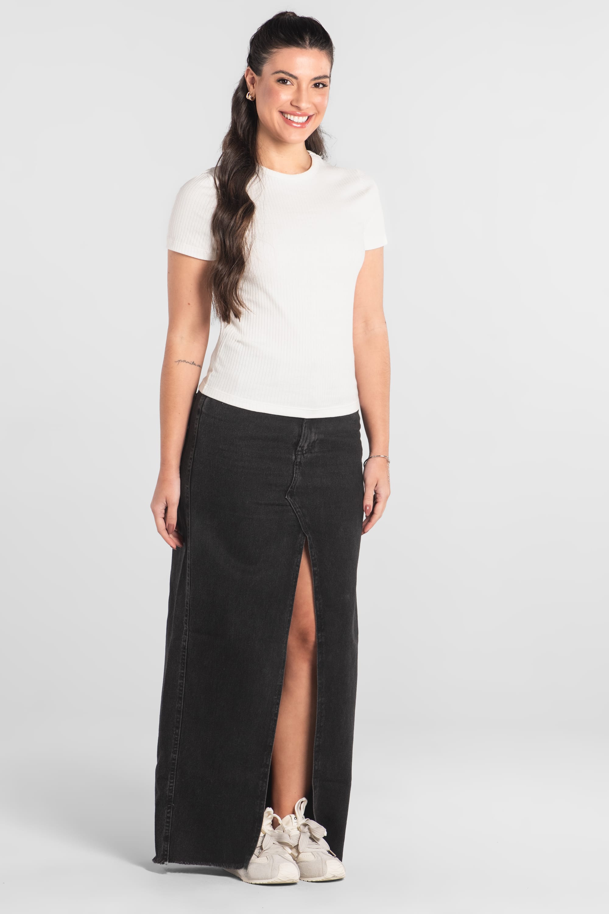 Blusa Feminina Adulto em Ribana Canelada (Off White) Just Basic - Imagem 5